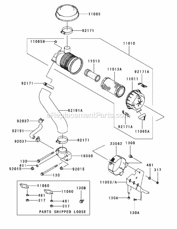 Fh721v As26 Air Filter & Muffler Diagram and Parts List for M60-KW 53BB5D8X750 Cub Cadet Sprayer